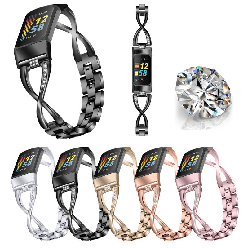 New Metallic Large Diamond-encrusted Smartwatch Band